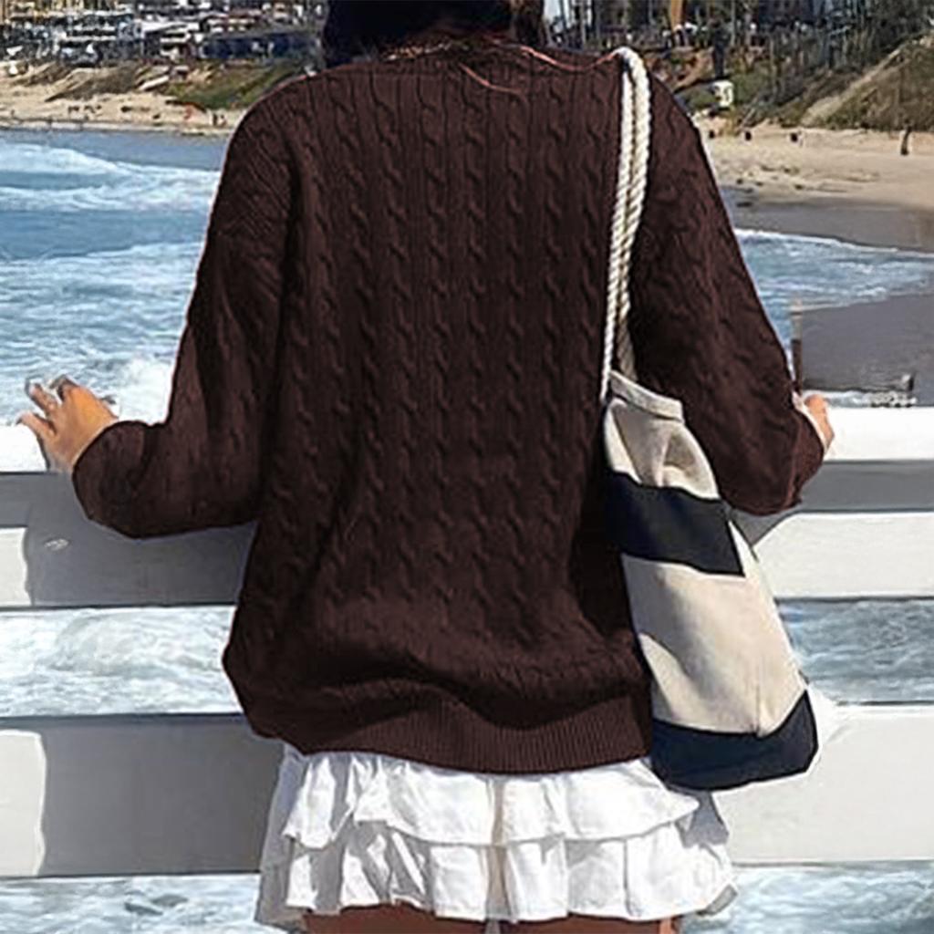 Lässige vielseitige Woll-Langarmtops und Pullover für Damen Herbst und Winter 2025