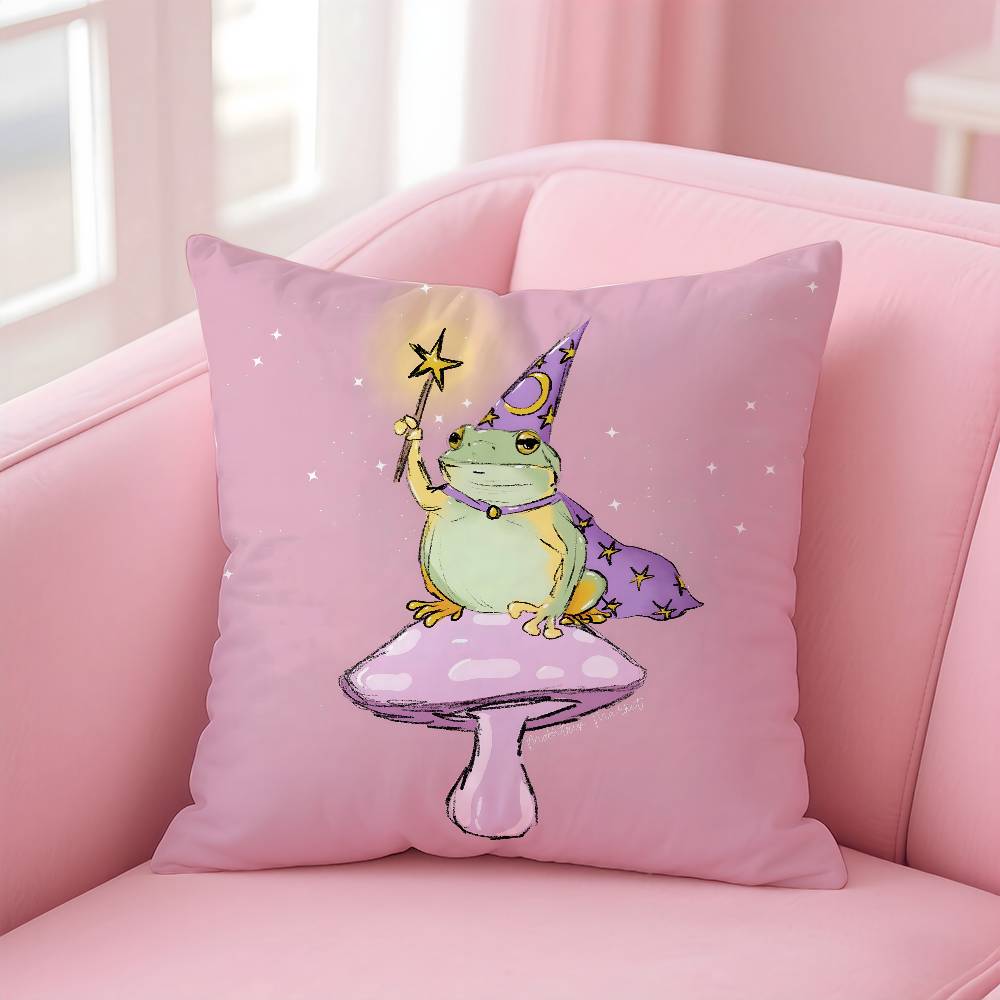 Anime W-Wizard F-frog Pillow Case Anti-dustmite Pillow Invisible Zipper Silky Short Plush Sofa Cushion Cover