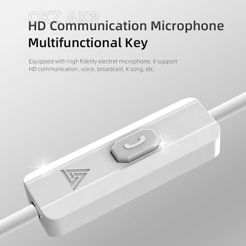 AK3 FiLe Wired Earphone with Microphone HiFi Music Monitor Bass Headphones Noise Cancelling Headset For Sport Gaming Earbuds