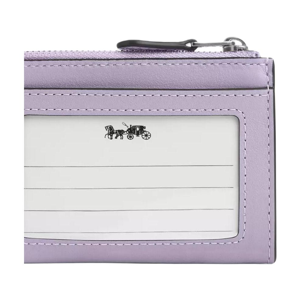 New COACH Skinny Id Case Smooth Leather Card Holder Mini Women's Light Purple CAT65-SVLL