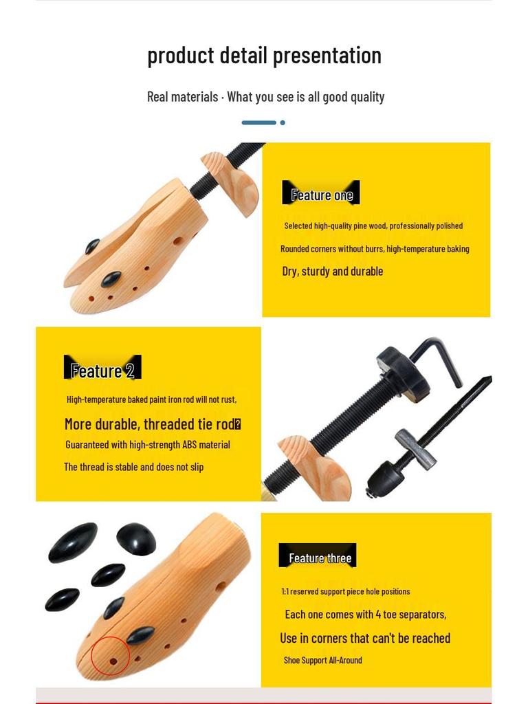 Unisex Solid Wood Shoe Stretcher for Lengthening and Widening Tight Shoes