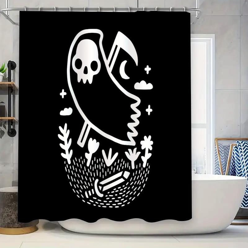 

Bathroom Shower Curtain Floral Gothic Dark Academia Halloween Home Decor Washable Waterproof Fabric Panel Set W60H190(CM)-1 Pcs