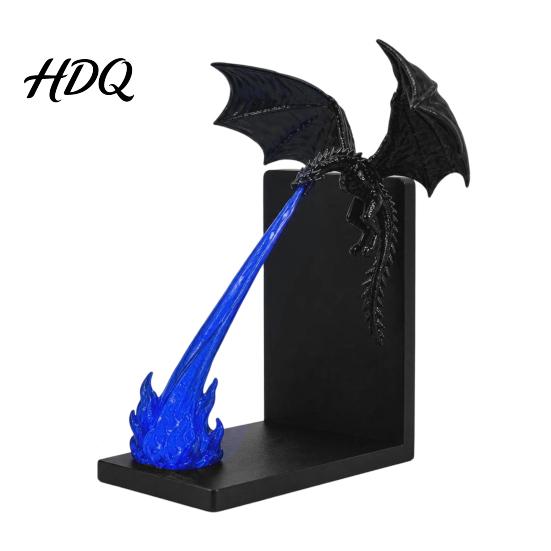 Creative Bookshelf Dividers Dragon Flame Book Nook Decor 3D Printed Fire-Breathing Figurine Glow in Cool Desk Decor for Men The Dark Ornament,