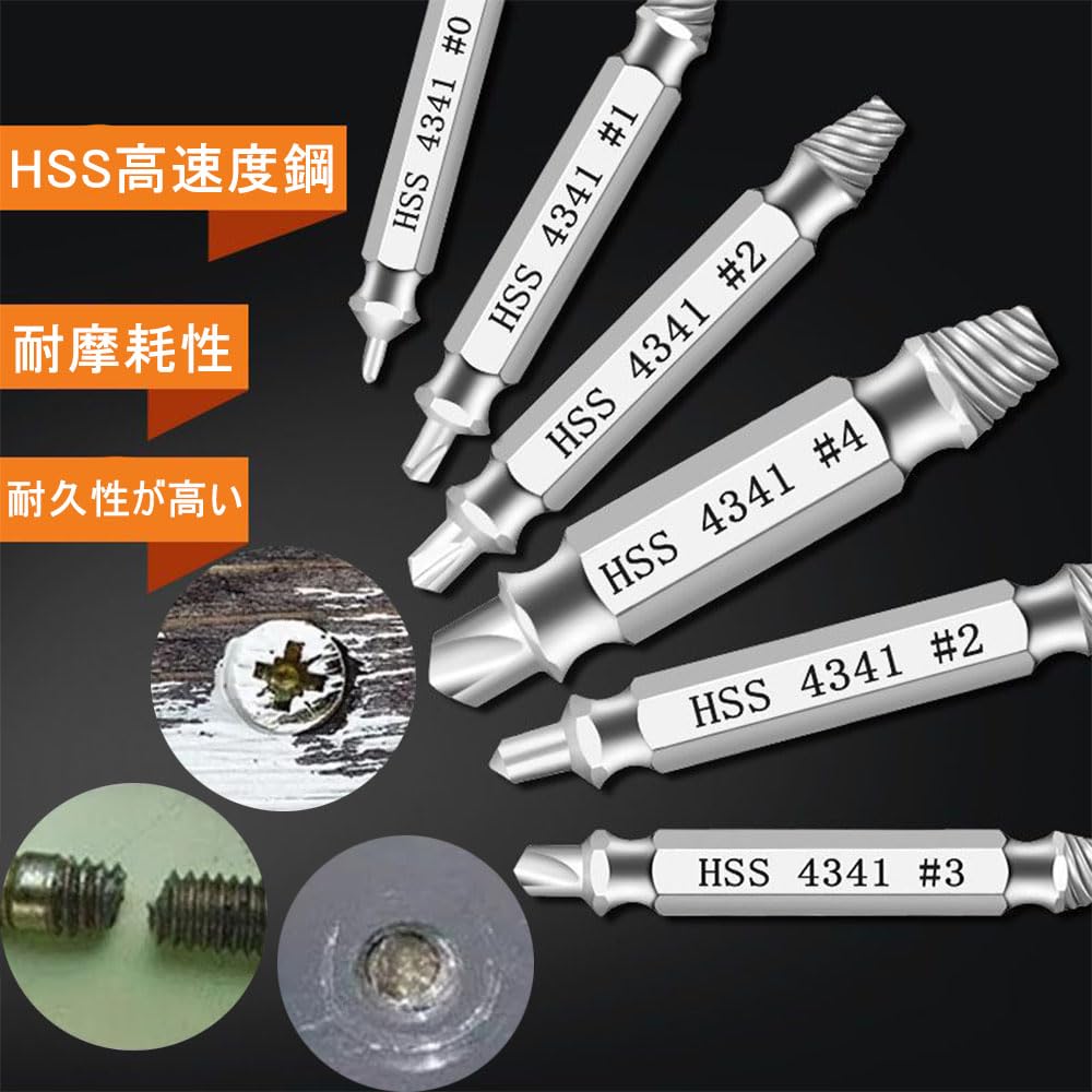 GLOWZEN Tanned Screw Remover Extractor Set of 5 Screw Remover with Storage Case (HSS Material, Silver)