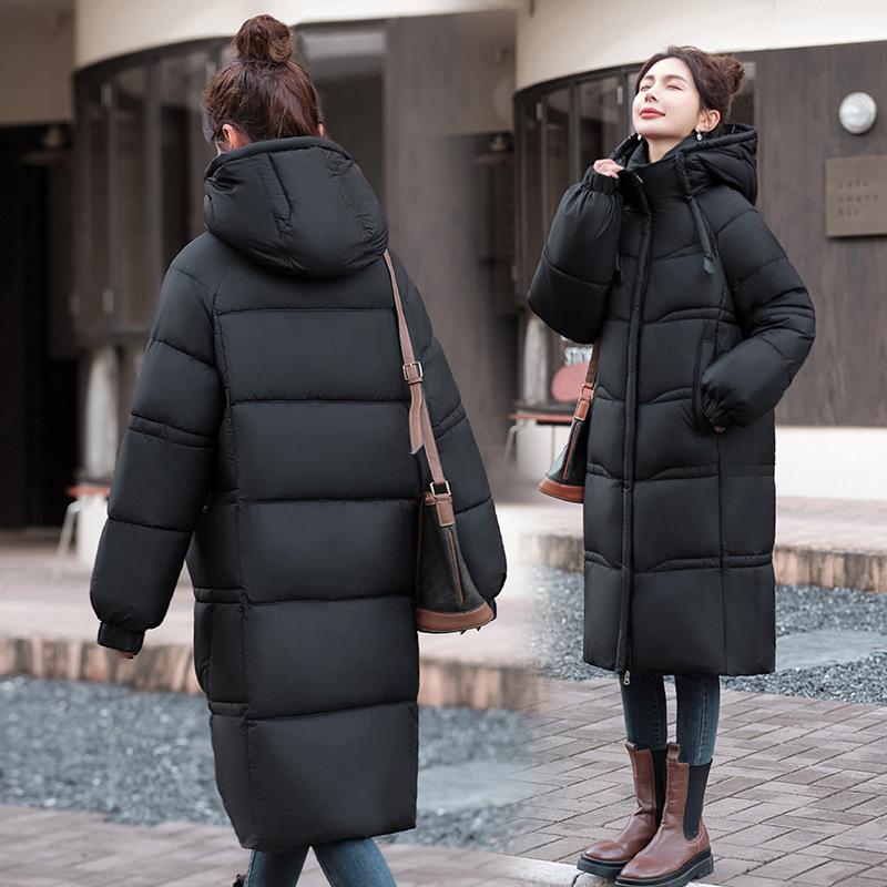 Winter new fashionable versatile simple cotton-padded clothes women's long models over the knee thickened Chinese opera warm student clothes