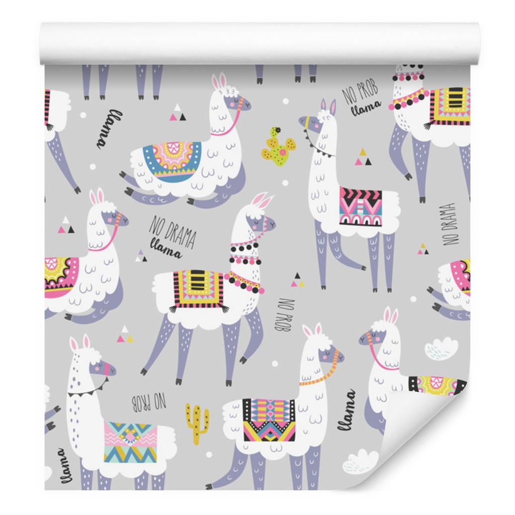 Llamas and colorful animals wallpaper for living room and bedroom 50x1000