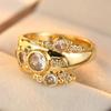 Vintage Inlaid White CZ Women's Ring Creativity Gold Color Geometry Daily Wear Party Jewelry Anniversary Gift