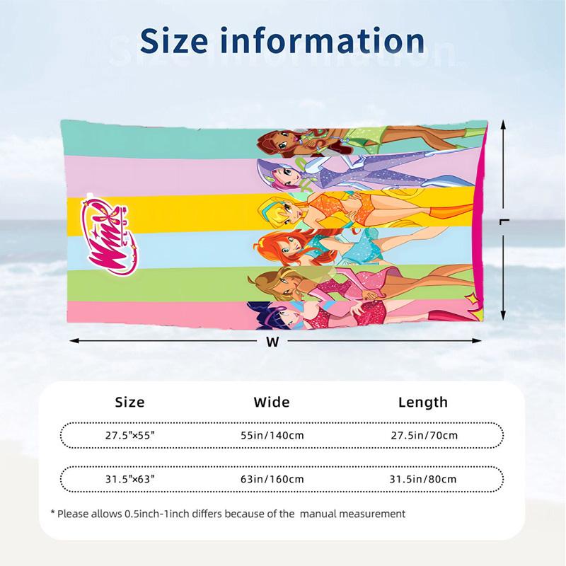 Winx Club (5) Theme Beach Towel Sand Resistant Soft And Comfortable Suitable For The Pool Camping Yoga And Diving A Travel