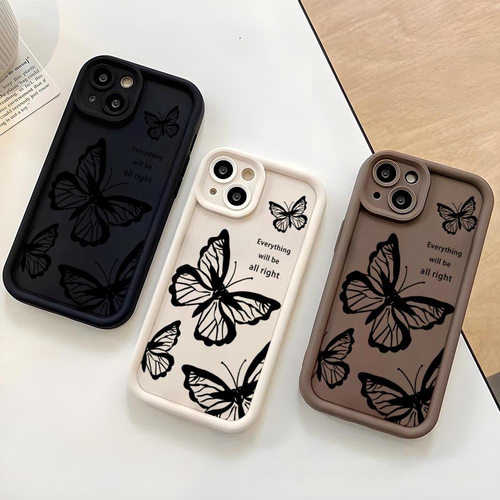 Line Butterfly Suitable for Apple 16 Mobile Phone Case New Iphone15promax Cartoon 13 Personality 17 Women's Anti Fall