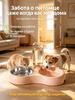 Double bowl station 2 in 1 for home with cat and dog, automatic water supply, metal food bowl, no overflow, for two pets