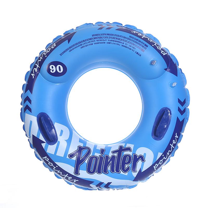 Thickened Adult Swimming Ring with Handles - Double-Layer Inflatable Lifebuoy for Water Activities 90