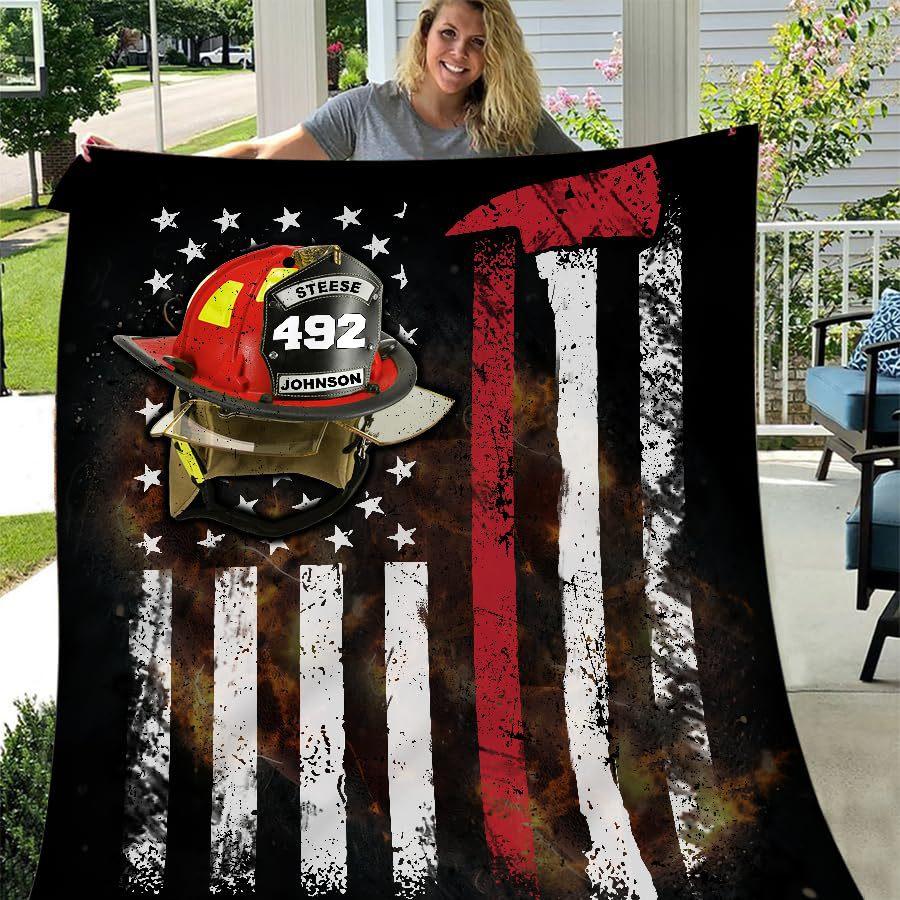 Firefighter blanket gift for firefighter man dad husband adult bedroom living room decoration flannel blanket