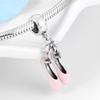 Real 925 Sterling Silver Pretty Dance Shoe Enamel Pink Pendants Fit Bracelet Beads Fashion Jewelry Accessories Wholesale Jewelry