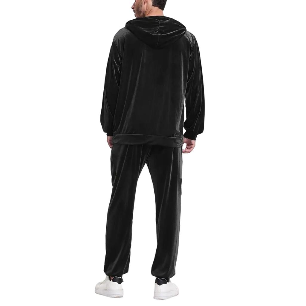 Men‘s  Velvet  Leisure  Long  Sleeves  Hooded  Hood  Hoodie  Tie  The  Feet  Trousers  Set