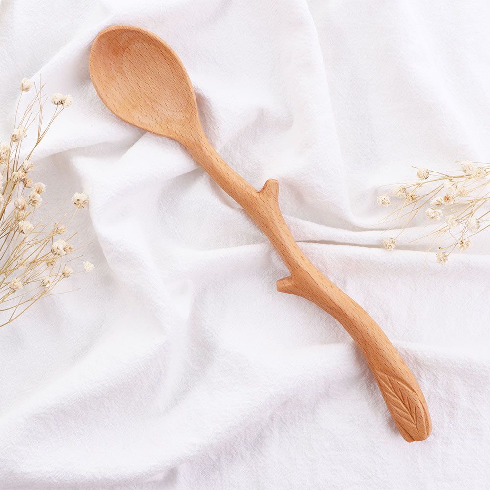 Branch Shape Long Handle Mixing Cooking Flatware Soup Spoon Wooden Spoon Stirring Spoon Kitchen Utensil