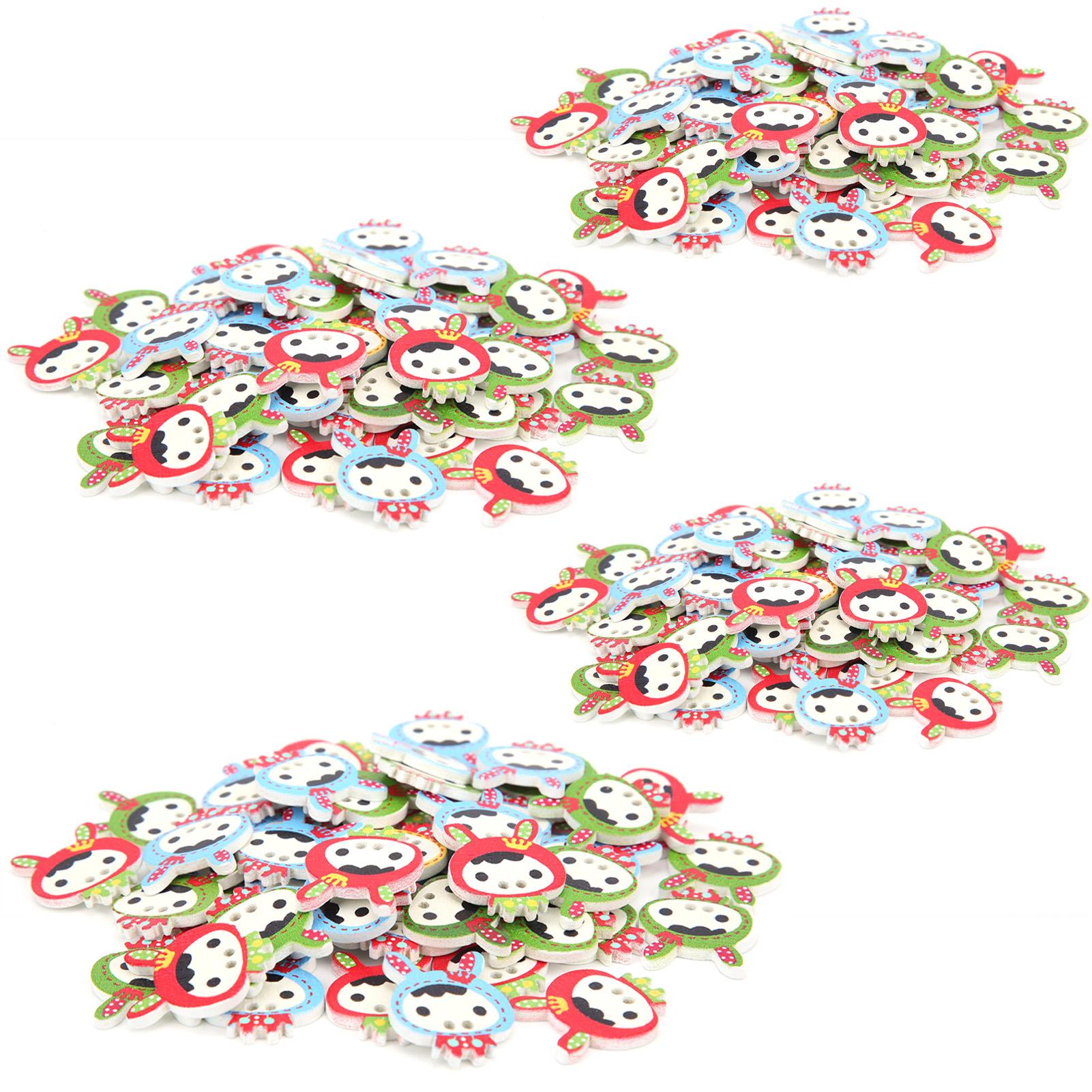 

200Pcs Wood Buttons Rabbit Shape Sewing DIY Manual Buttons Kid Clothes Ornament Buttons