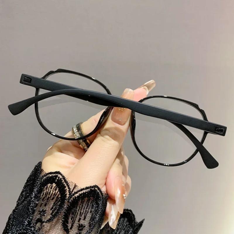 Oversized Round Anti Blue Light Reading Glasses Fashionable Versatile Presbyopia Eyewear Women Men Simple Blue Light Blocking Computer Glasses
