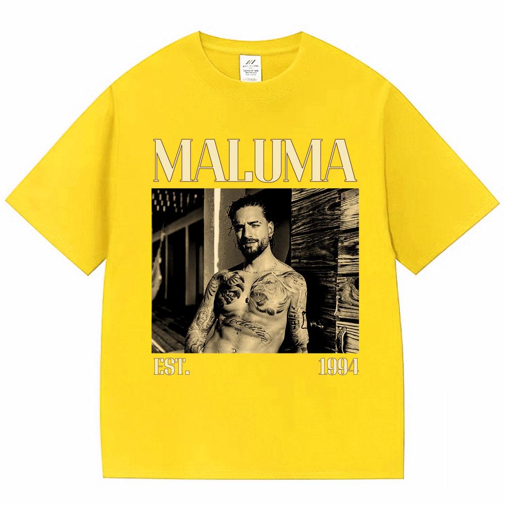 T-shirt Grafiche Rapper MALUMA da Uomo Hip Hop Stile Vintage Manica Corta Moda Gotica Cotone Oversize