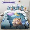 Hamster Pattern Bedding Quilt Set Quilt Cover Pillowcase Home Decoration Birthday Gift (1 * Duvet Cover + 2 * Pillowcase, Without Core)