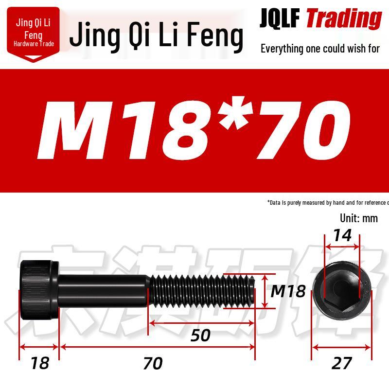 Hex Socket Head Cap Screw, Half Thread, M12-M18, High-Strength, Blackened Cylindrical Head, Knurled Bolt