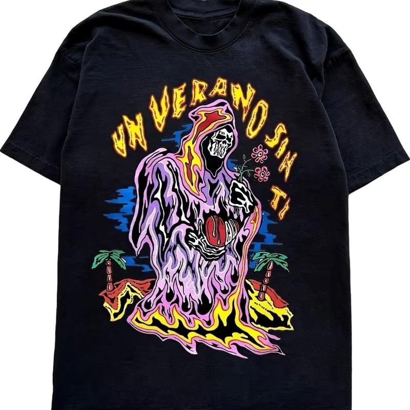 2025 Sommermode Halloween Kürbis-Print Kurzarm lockeres und trendiges T-Shirt Baumwolle Streetwear für Männer und Frauen