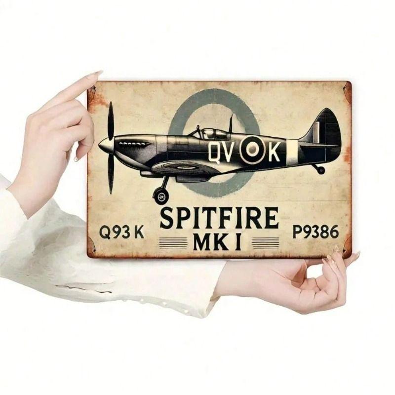Metal Poster Wall Art Spitfire P-93K MkI Airplane Retro Aviation Garage Decor