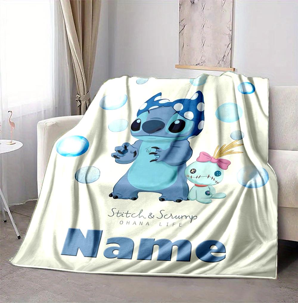 Custom Name Stitch's Sign Flannel Blanket Throw Blanket Soft Warm Sofa Bed Decor Unique Gift
