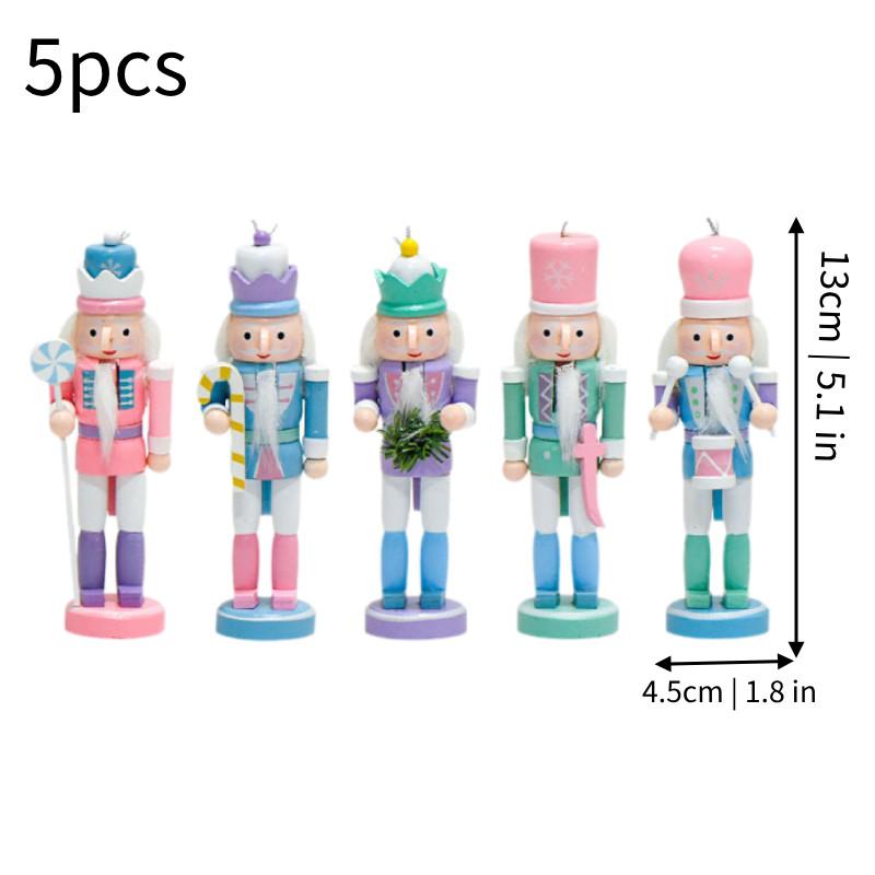 5pcs Wooden Nutcracker Soldier Puppet Figurine Home Tabletop Decor Xmas Gift