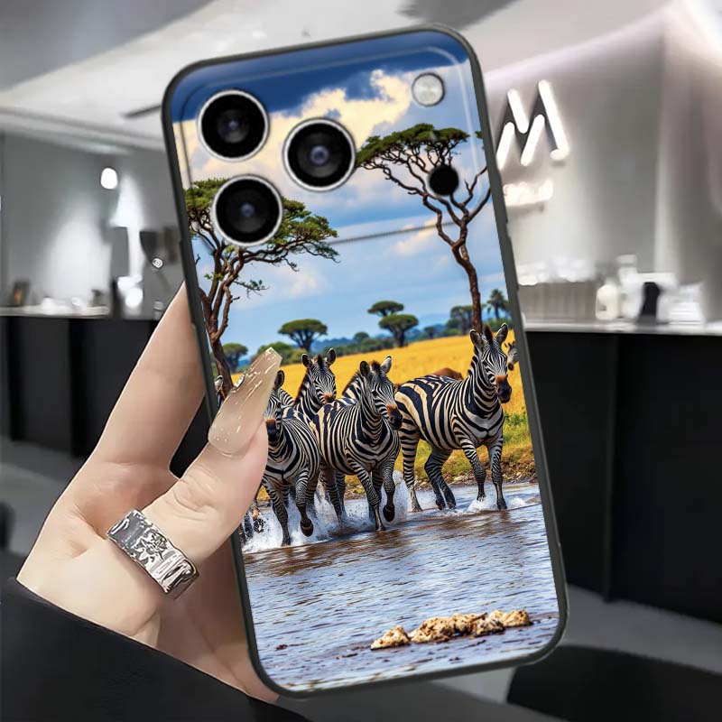 Cartoon Anime Animals Phone Case For Apple iPhone 17 16 16E 15 14 13 12 11 Pro Max Plus Black Soft Silicone