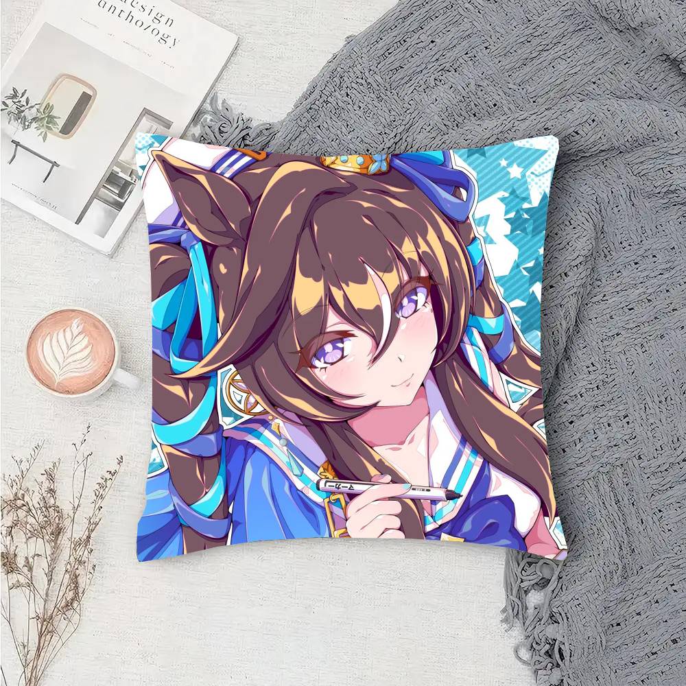 Vivlos Anime U-Uma Musume Pillow Case Fashion Square Pillowcase Bedroom Sofa Room Ins Decoration Leisure