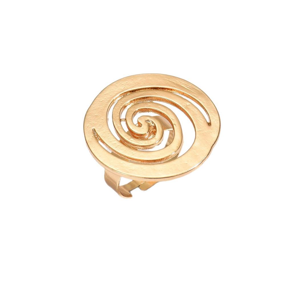 Europe, America, fashionable gold geometric spiral line ring women, light luxury niche opening adjustable index finger ring