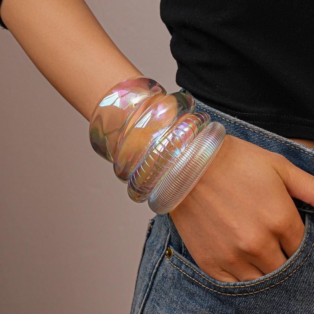 Colorful Resin Bracelet Irregular Opening Bangle Jewelry Wide Cuff Bangle  Women