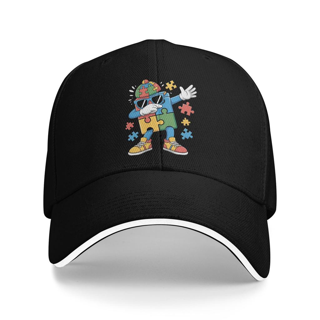 Unisex Women Dabbing Puzzle Autism Awareness Hats Cool Baseball Cap Trucker Hat Golf Headewear Gift