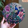 Metal Wall Art Vintage Peacock Flower Round Home Decor