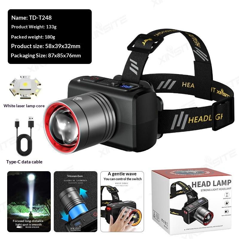 Far LED Super Luminos cu Senzor Far Reîncărcabil prin USB Far LED Frontal Cu Baterie Încorporată Lanternă pentru Camping Pescuit