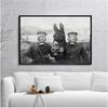 Poster fotográfico preto e branco da primeira guerra mundial, impressões de um burro e dois soldados alemães, fotografia antiga, arte de parede, pintura em tela, decoração