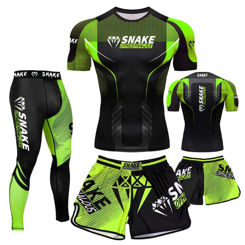 Mens Quick Dry UFC Boxing Muay Thai Cycling Jersey Set Breathable Compression Shorts Suit