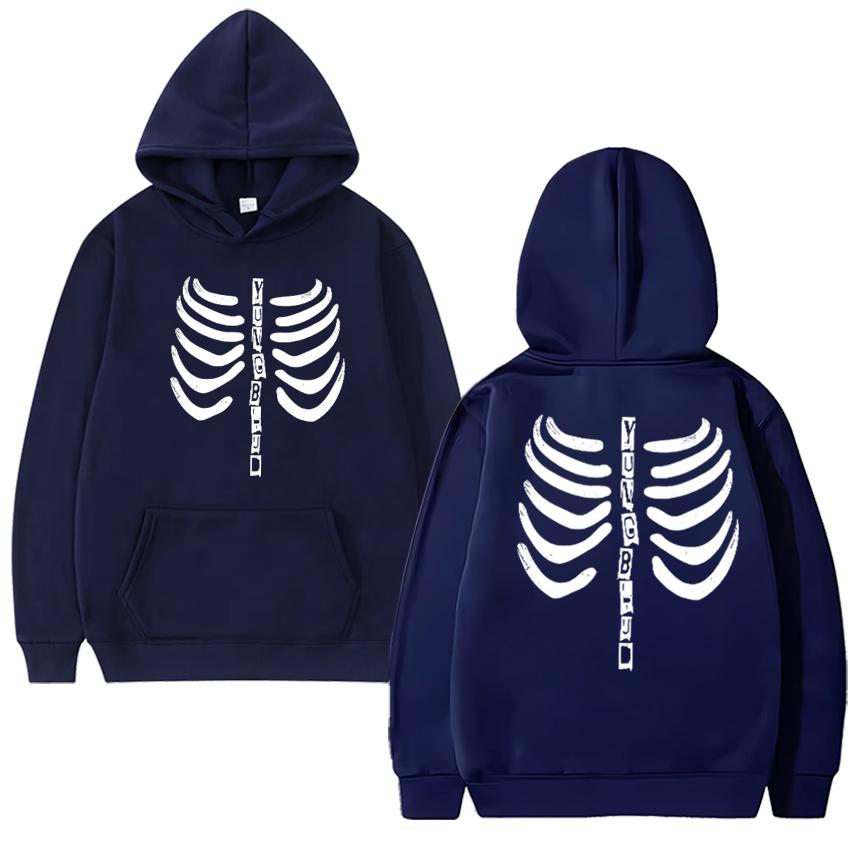 

High Quality Gothic Yungblud Skeleton Double Sided print streetwear Hoodies Men women hip hop Sweatshirt Unisex Fleece pullovers 3XL