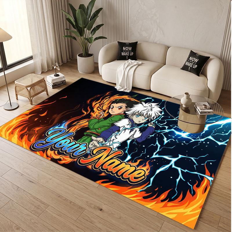 Custom Name Crystal Velvet Rug,Hunter × Hunter Comfortable Anti Slip Floor Mat For Room Decoration