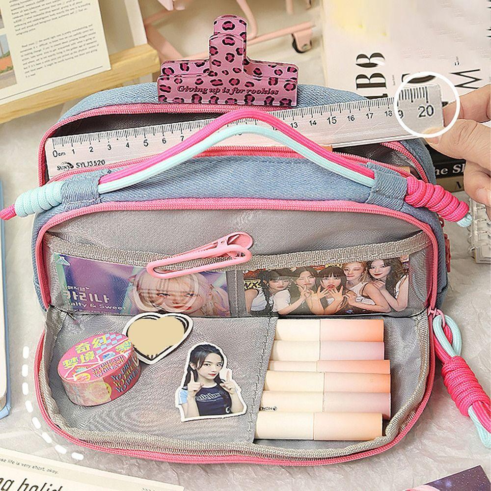 

Large Capacity Pencil Case Cowboy Stationery Storage Pouch Special Design Pen Bag Student Gift pen bag&clip