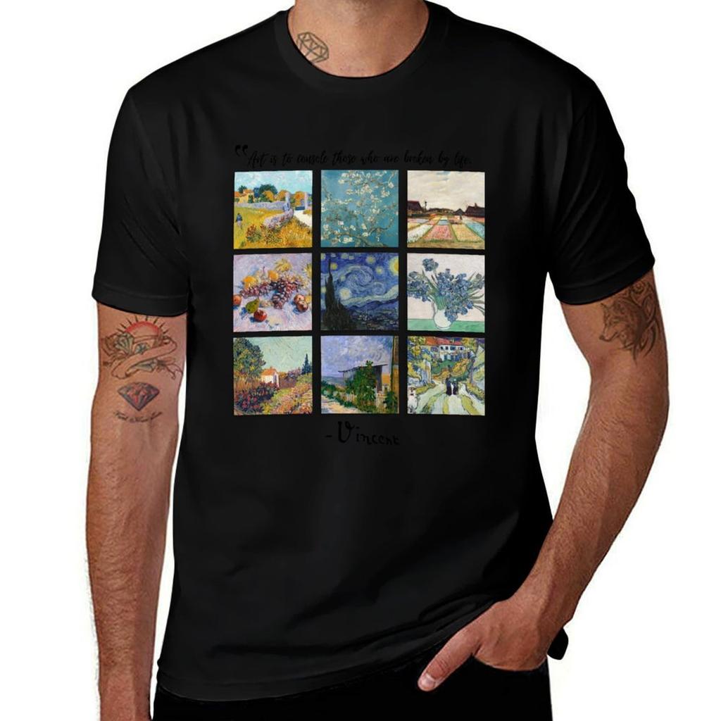 9 Van Gogh Classic Painting Collage With Vincent Signature Photo Collage Print Stickers Home and Living Apparels TShirt