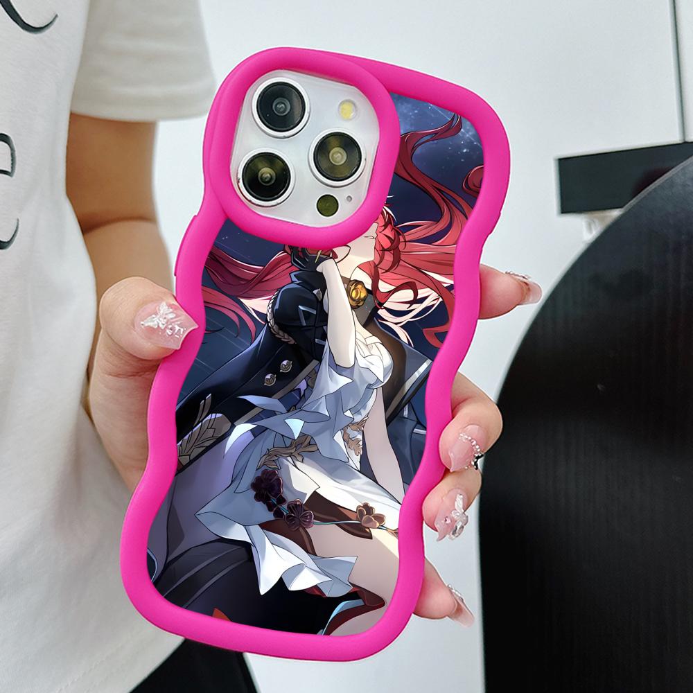 HSR Himeko Wavy Edge TPU Mobile Phone Case for iPhone 17 16 15 14 13 12 11 Air Pro Max Plus Colorful Cover