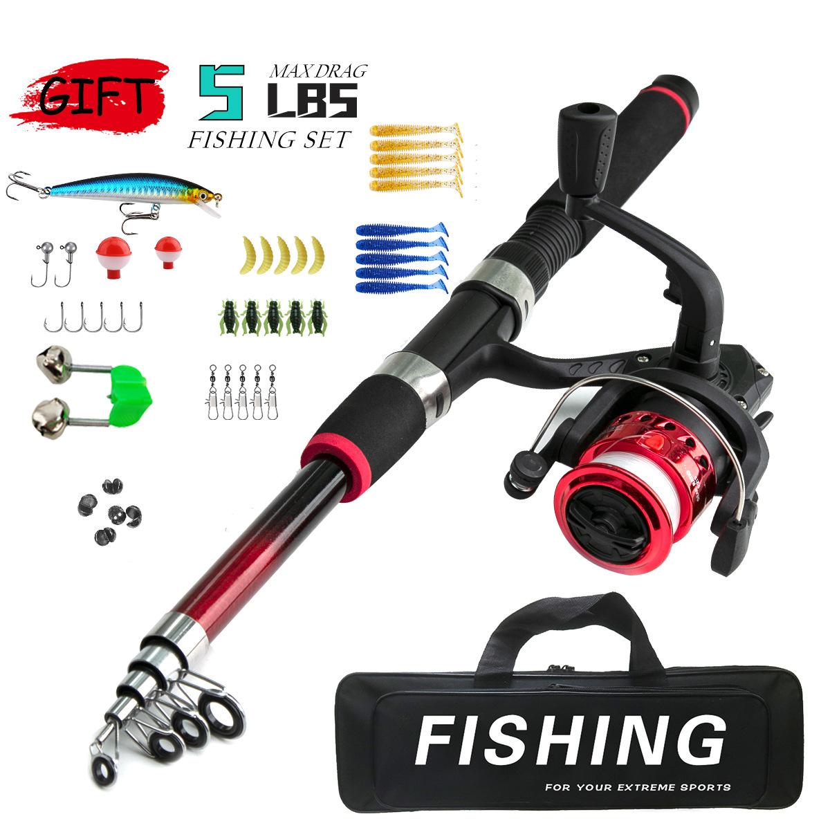 

Сверхлегкая детская портативная телескопическая удочка с полным комплектом, спиннинговая катушка, приманка, рыболовный крючок 5,2:1 катушка с передаточным числом и удочка длиной 1,8 м, подходящая для лета D