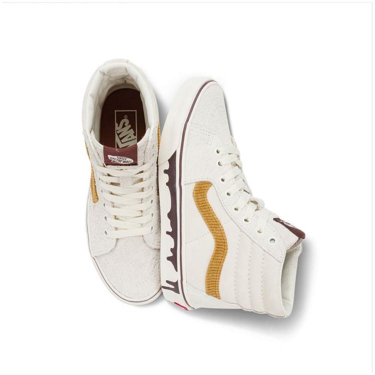 Vans Sk8 Round Toe Lace-Up Shock Absorbing Durable High-Top Skate Shoes Unisex Skate Shoes White VN0007NPD3M