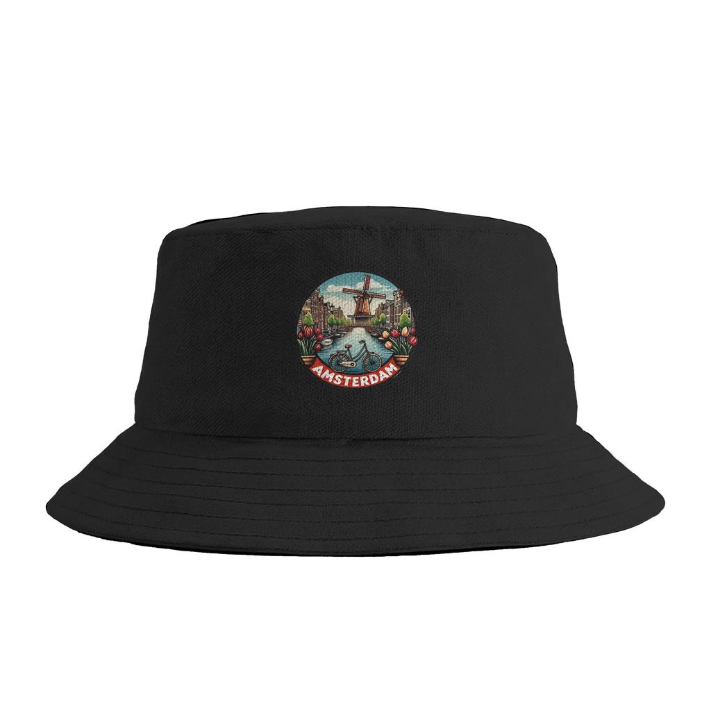 Amsterdam The Venice of the North Bucket Hat Outdoor FisherUnisex Caps Portable Hunting Sunscreen Hats For Unisex Graphic Cap