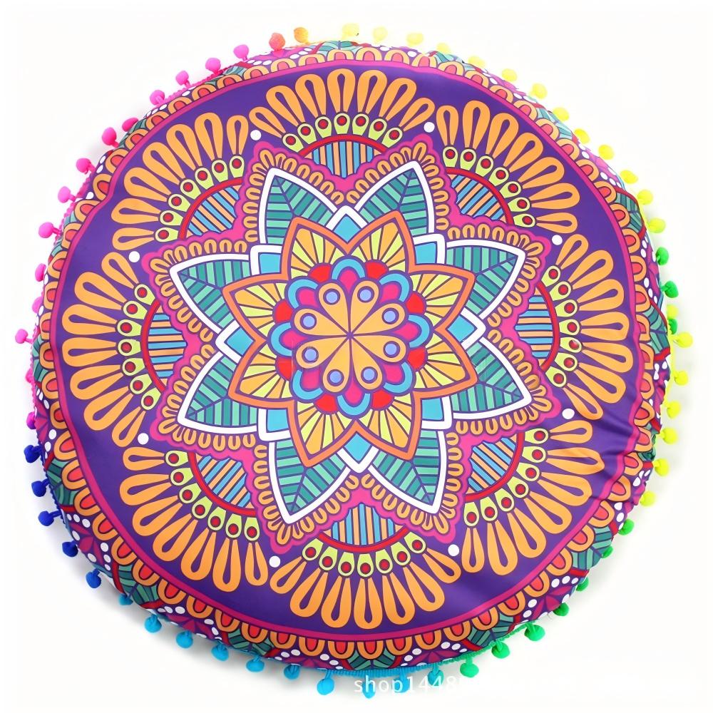 Bohemian 43cm/80cm Round Pillow Case Mandala Pattern Cushion Cover Indian Elephant Retro Meditation Floor Decorative Pillows