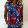 Women's Casual Sleeveless Pullover Tank Top Round Neck Independence Day Print Sleeveless Blouse Summer Outdoor Shirt