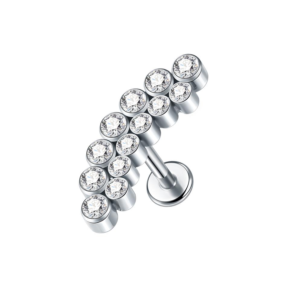 1PC Titanium Zircon Labret Piercings Lip Rings Gold Color CZ Cartilage Helix Lobe Conch Earring Stud Piercings Women Jewelry 16G
