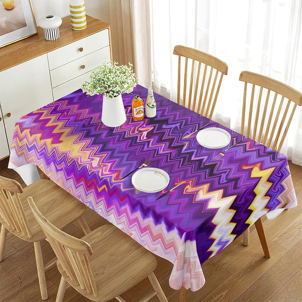Striped Tablecloth for Rectangle Tables, Abstract Geometric Stripe Polyester Geometric Table Cloth for Kitchen Dining Room
