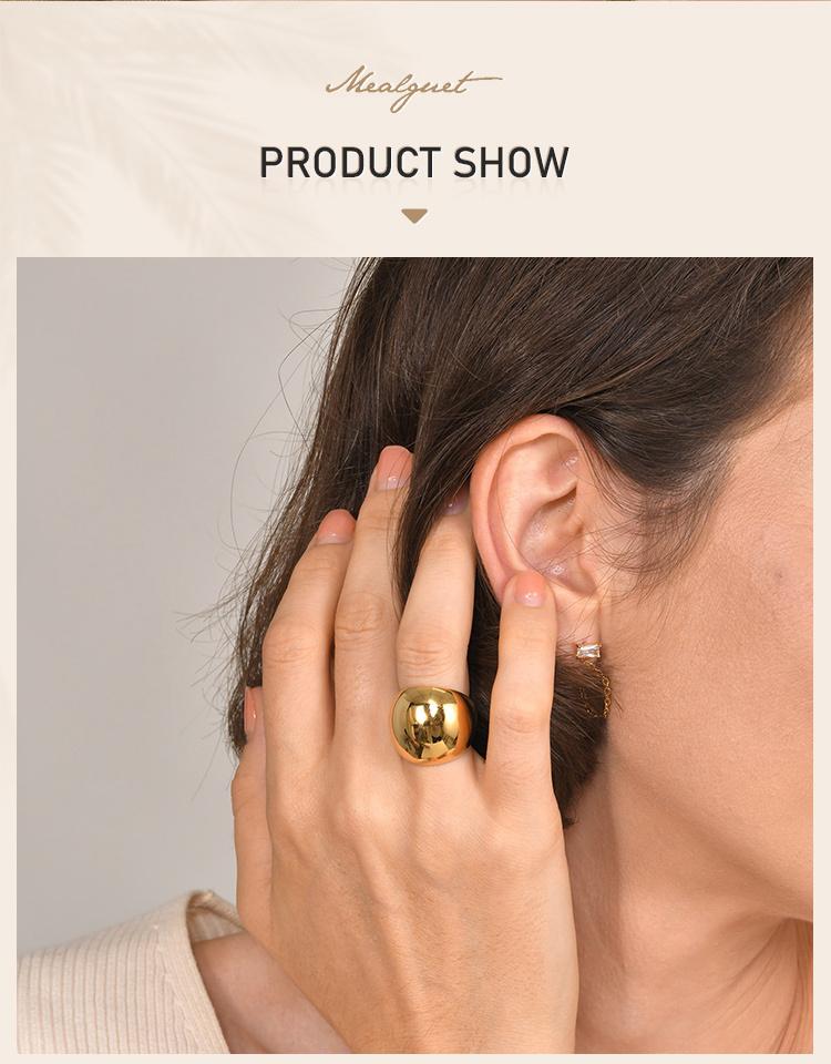 Klobiger Kuppelring für Damen, Stapelbarer Dicker Marken-Edelstahl Statement-Schmuck Geschenk